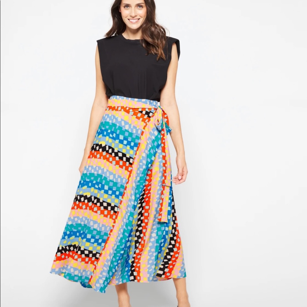 Diane Von Furstenberg Carson Midi Wrap Skirt in Pride